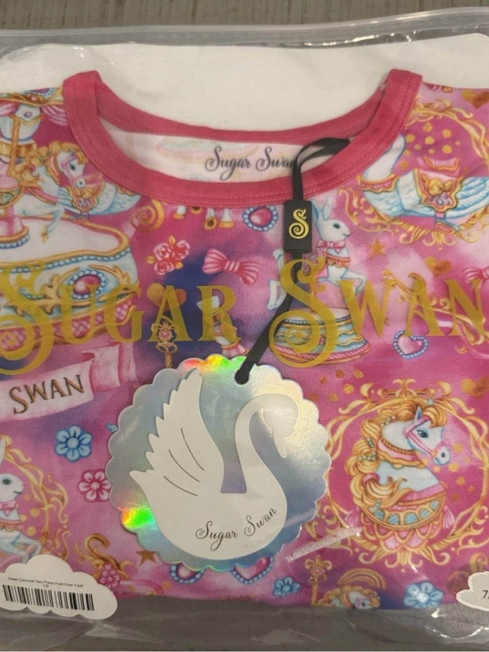 Sugar Swan girls bamboo pajama set size 7/8 “ carnival print” NWT